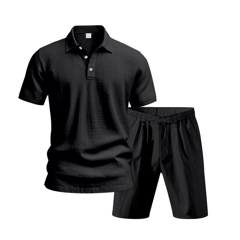Atmungsaktives Leinen-Polo-Set für Herren – Cooles und bequemes Shirt- und Shorts-Outfit-Set | BKCS-20