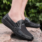 Leichte Herren-Loafer aus Rindsleder im Retro-Stil, handgenäht, zum Hineinschlüpfen mit weicher Mesh-Sohle für Outdoor-Reisen | HB3399 