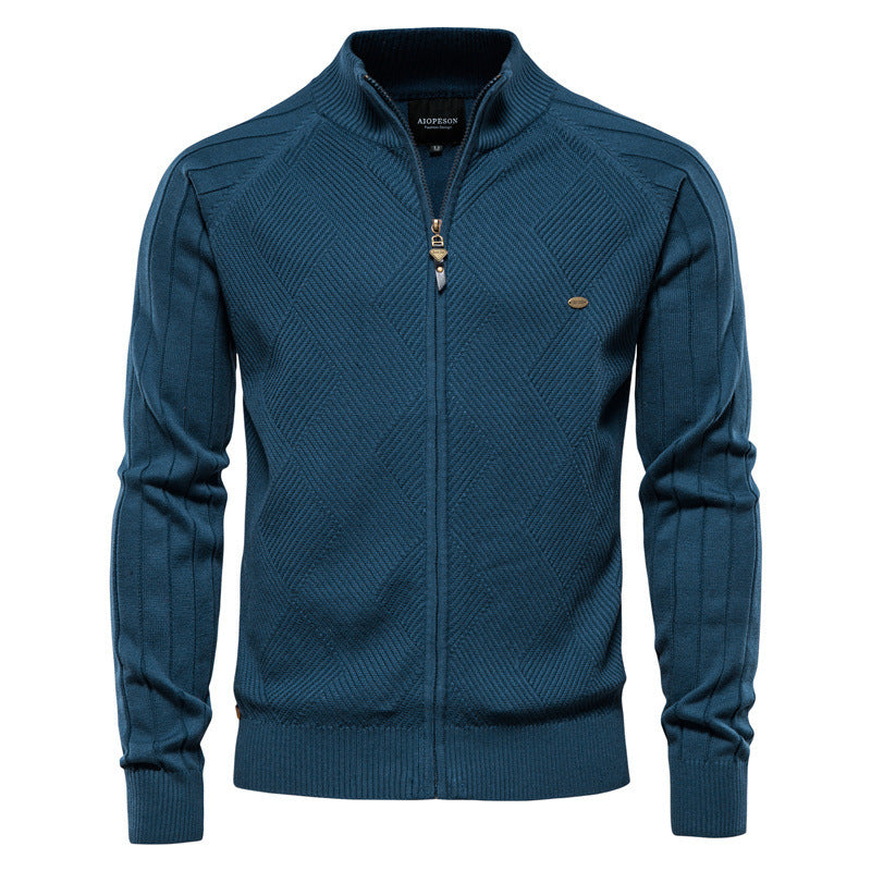 Herren-Strickjacke mit V-Ausschnitt und Farbbesatz – Lässiger, locker sitzender Pullover mit Knöpfen für den Herbst | SW199 