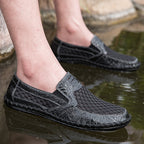 Leichte Herren-Loafer aus Rindsleder im Retro-Stil, handgenäht, zum Hineinschlüpfen mit weicher Mesh-Sohle für Outdoor-Reisen | HB3399 