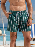 Gestreifte Strandshorts für Herren – Lässig, bequem und cool mit Taschen | Normale Passform, gewebter Stil | 13265 