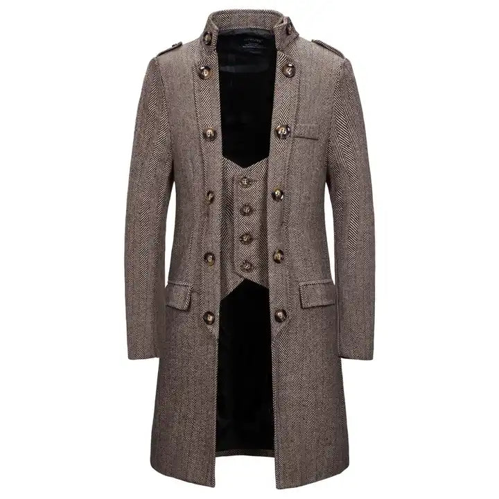 Herren Zweireihiger Trenchcoat Slim Fit Formelle Jacke Zweireihiger Mantel Herren | YF18 1812 
