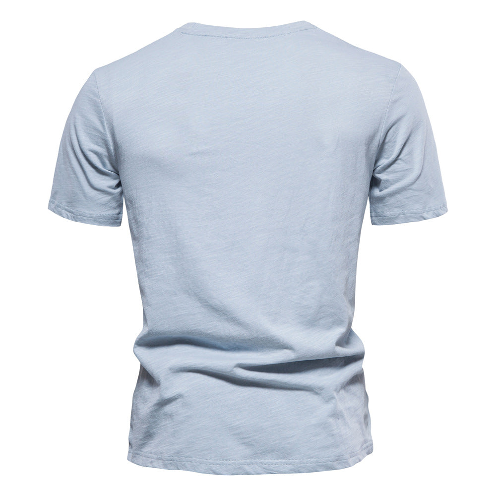 Men's Basic Chest Pocket Round Neck Short Sleeves T-Shirt | F039