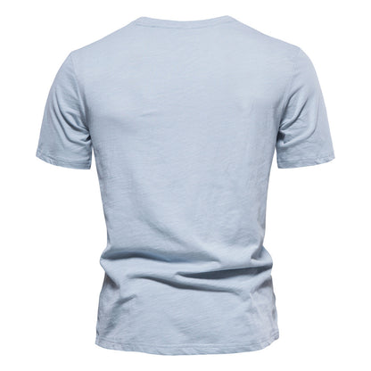 Men's Basic Chest Pocket Round Neck Short Sleeves T-Shirt | F039