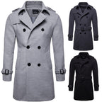 Herren Formeller Business Herbst Winter Casual Revers Zweireihiger Premium Baumwollmantel Langer Trenchcoat Jacke | 9280 
