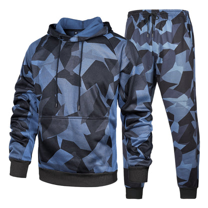 Ensemble de survêtement camouflage pour homme avec capuche et pantalon de survêtement ample en deux pièces | LK68 