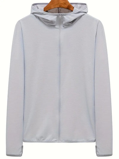 Leichter UV-Sonnenhoodie für Herren – Eisseide, schnelltrocknend und atmungsaktiv für den Sommer – Sportbekleidung zum Angeln, Radfahren und Wandern | 1999