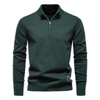 Herren-Pullover aus Baumwolle mit Viertelreißverschluss – Poloshirt aus einfarbigem Strick mit Stehkragen | ZSW-03 
