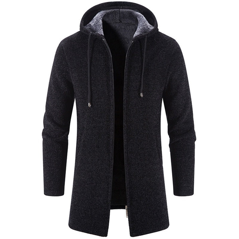 Uomo con cappuccio e cerniera pile maglia maglioni cappotto caldo spesso giacca a vento cappotto | 6619 