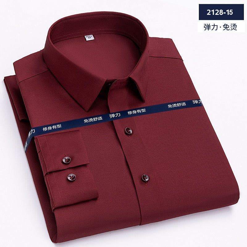 Camicia a maniche lunghe ad asciugatura rapida, vestibilità slim, tinta unita, vestibilità elastica, formale | JT-2128 