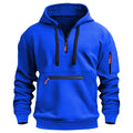 Herren-Kapuzenpullover mit einfarbigem Muster, Reißverschluss, gefütterter Kragen, lockere Passform, lässige Sportbekleidung | TZ-28 