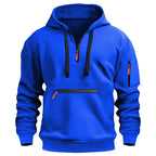 Herren-Kapuzenpullover mit einfarbigem Muster, Reißverschluss, gefütterter Kragen, lockere Passform, lässige Sportbekleidung | TZ-28 