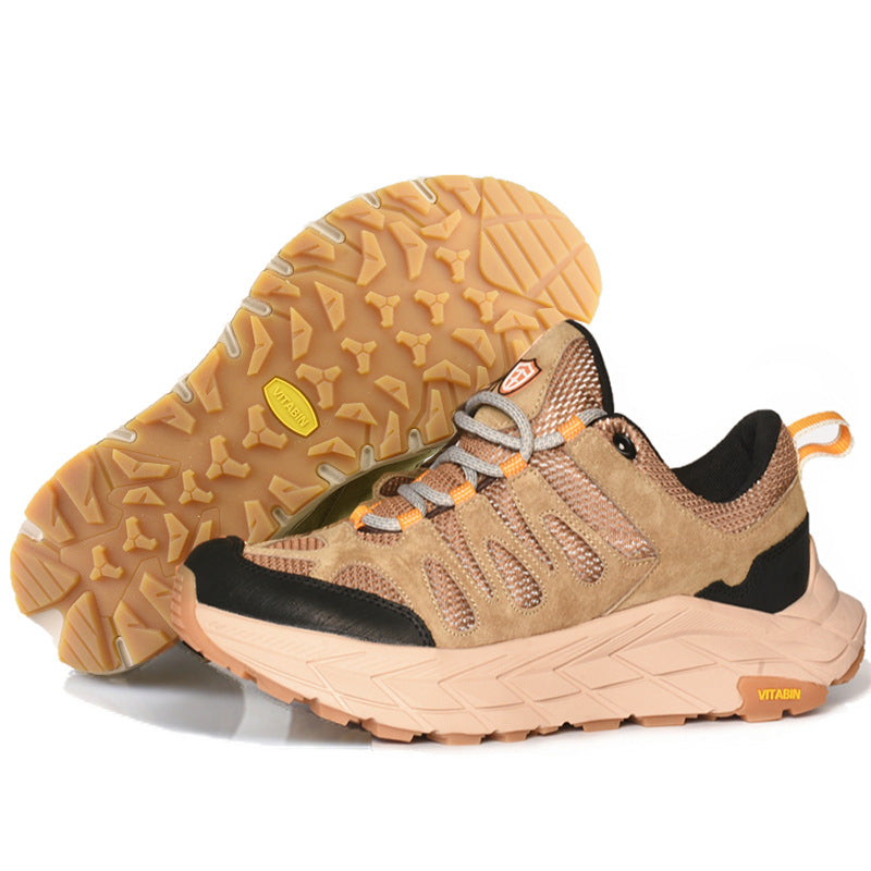 ECAF HTRON EHT Men‘s Genuine Leather Hiking Boots Thick Sole Outdoor Trail Shoes Anti-Slip & Breathable Trekking Trainers