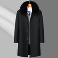 Herren Casual Business Einreihiger Langer Peacoat Mantel Winter Wollmäntel Pelzkragen Trenchcoat | DY9802 