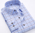 Hochwertiges, langärmliges Business-Hemd mit Button-Down-Karomuster aus Polyester | CY116 