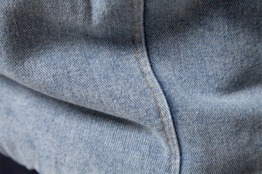 Giacca in denim con risvolto spesso invernale da uomo, a maniche lunghe, casual, con cuciture | JK258 