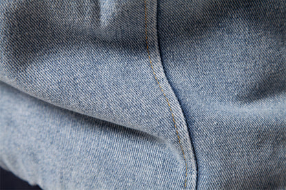 Giacca in denim con risvolto spesso invernale da uomo, a maniche lunghe, casual, con cuciture | JK258 