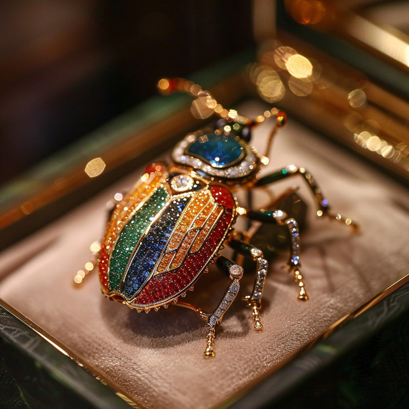 Feizi Original Designer Beetle Brooch Vintage Insect Lapel Pin for Suit & Coat | Metal Animal Corsage