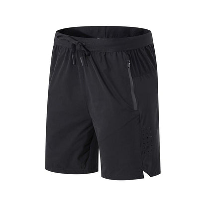 Men Running Shorts Zipper Pockets Side Split Workout Breathable Gym Shorts | K04