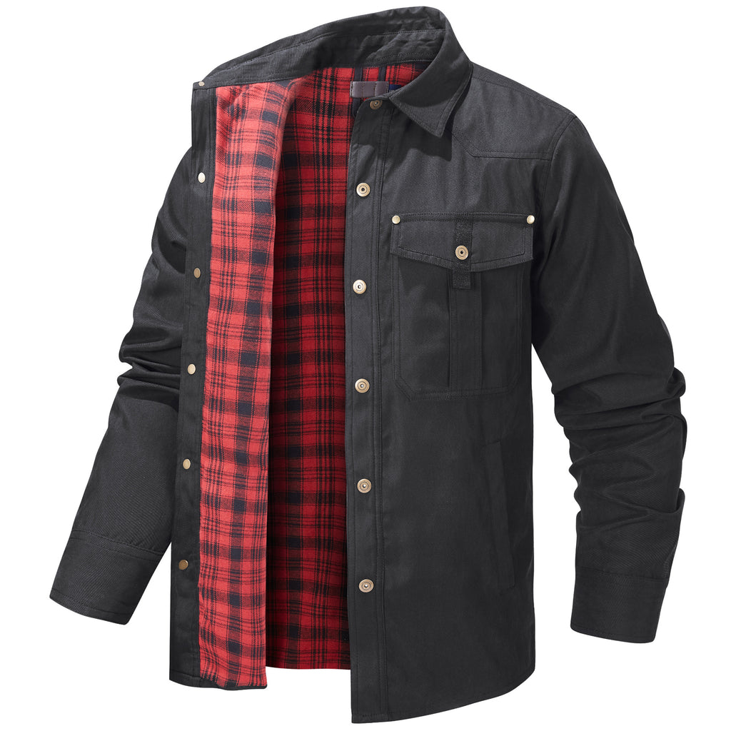 Herren Karojacke Langarm Button-Down Flanelljacke mit Taschen für Streetwear | 3268 