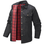 Herren Karojacke Langarm Button-Down Flanelljacke mit Taschen für Streetwear | 3268 