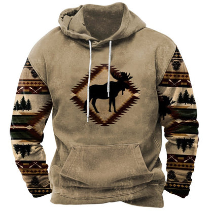 Men's Pullover Sweatshirt Hooded Animal Color Block 3D Print Streetwear Hoodies