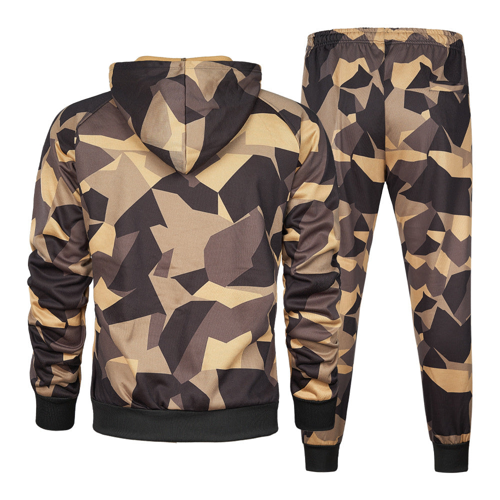 Herren Camouflage Trainingsanzug Locker Camouflage Kapuzen-Jogginghose Zweiteiliges Set | LK68 