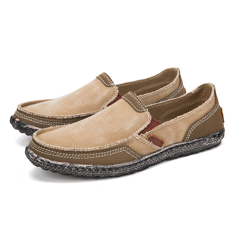 Herren Slipper aus gewaschenem Canvas | Atmungsaktiv, rutschfest, klassischer Deck-Stil | 8806 
