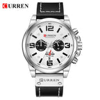 Herren Lederuhr Chronograph Armbanduhr Business Quarz Kalender Militäruhr | 8314 