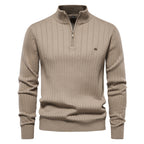 Warmer Winterpullover mit Stehkragen für Herren aus Baumwolle, Strickpullover, einfarbig | Y830 