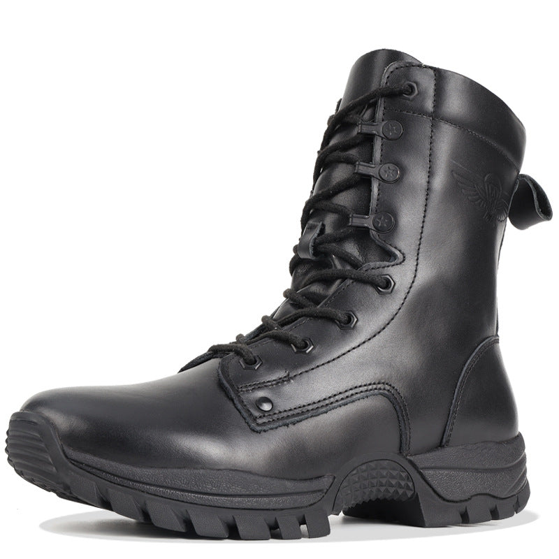 Vdason 402J Paratrooper Combat Boots | Lightweight Airborne Jump Boots | Black Genuine Leather Tactical Footwear | 402J