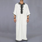 Muslimische Herrenrobe, mehrfarbig, kurzärmelig, bestickt, arabisch-marokkanisch, elegante traditionelle Kleidung | 21450 