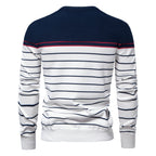 Herren Gestreifter Patchwork Strickpullover – Rundhals Casual Pullover für Herbst/Winter | SW117 