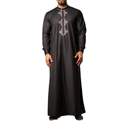 Men's Long-Sleeved Embroidered Arab Robe Ethnic Style Muslim Thobe for Elegant Comfort | 02