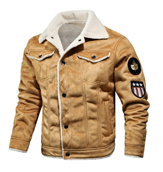 Herren Winterpelzmantel - Warme Fleece-Samt- &amp; weiche Leder-Thermojacke für draußen | 821 