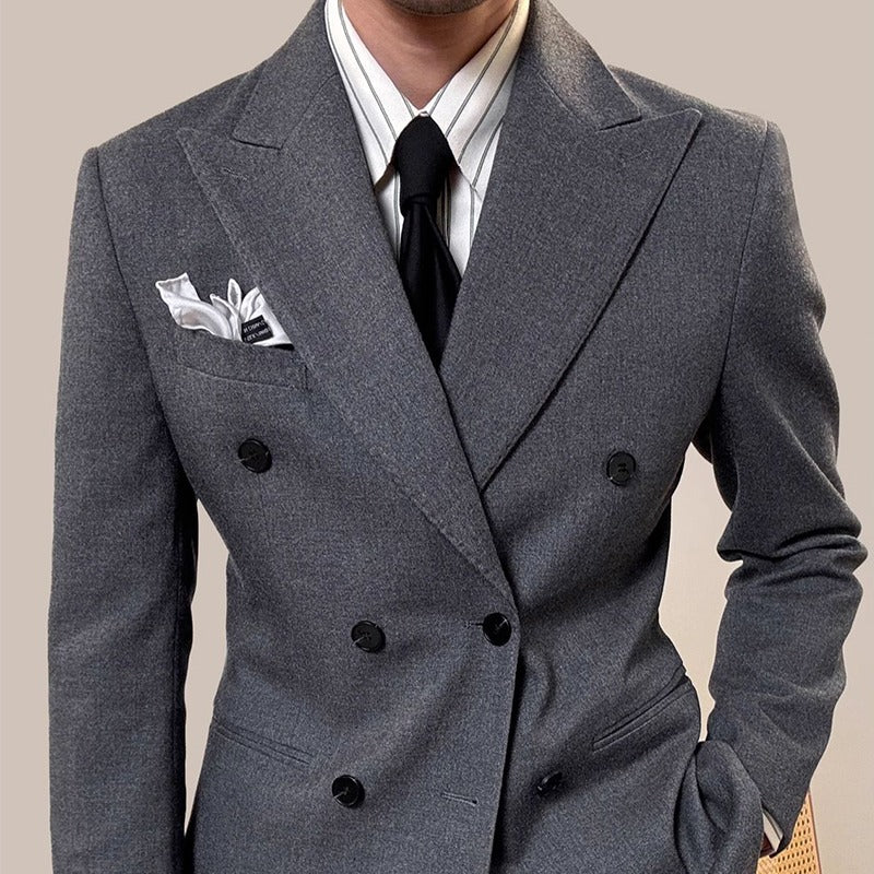 Premium Italian Double-breasted Men’s Suit Lapel Collar Casual business formal 2 Pcs Suit Jacket & Trouser | JSN692