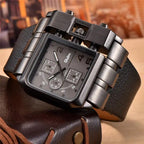 Herrenarmbanduhr Militär Armee Quadratisch Großes Zifferblatt Uhr Sport Lederarmband Quarzuhr | 3364 