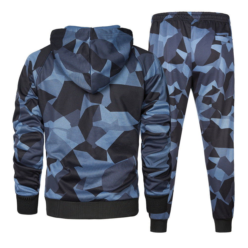 Herren Camouflage Trainingsanzug Locker Camouflage Kapuzen-Jogginghose Zweiteiliges Set | LK68 