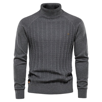 Men's Slim Fit Turtleneck Cardigan Sweater Casual Thermal Knitted Pullover Jumper | Y334