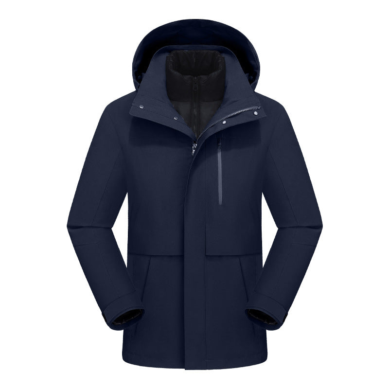 Dixiang Men's 3-in-1 Waterproof Hiking Jacket | 8000mm Seam-Taped Shell with White Goose Down Inner Layer | All-Season Outdoor Coat | J24688