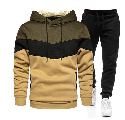 Hochwertige Fitness-Outfits Winter-Trainingsanzug mit Kapuzenpullover und Jogginghose | 003 