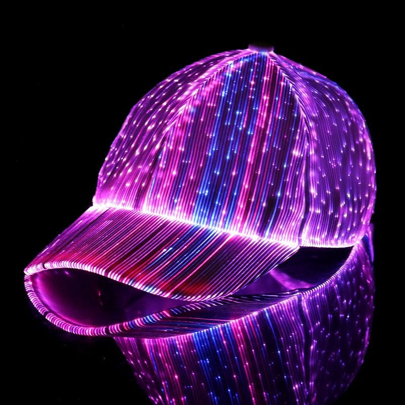 LED Fiber Optic Light Up Hat | Glowing Baseball Cap for Parties, Raves & Festivals | Unisex DJ Hip Hop Glow Cap | YYD0802