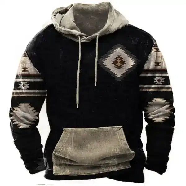 Herren Western Aztec Style Hoodies Pullover 3D-Druck Kapuzenpullover Tops Pullover Sweatshirts | WY 