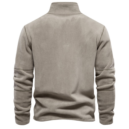 Pull à col montant et fermeture éclair pour homme, sweat-shirt uni à manches longues pour l'hiver | HD08 