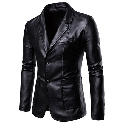 Veste de costume en cuir PU pour homme, décontractée, classique, pour moto, pour affaires | 1412 