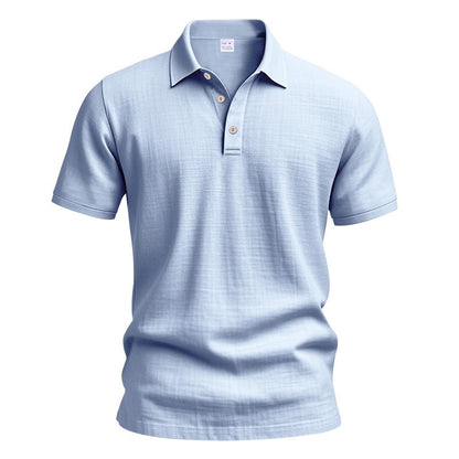 Herren-Poloshirt aus Leinen im britischen Gentleman-Stil, lockere Passform, Sommer, kurze Ärmel | YHBKCS-20 