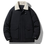 Kurze Herren-Daunenjacke – Wasserdichter weißer Entendaunenmantel mit Revers | L23 