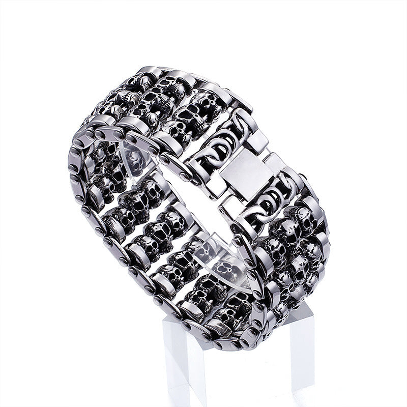 Herren Totenkopf Armband Titan Stahl Punk Geisterkopf Armband | KB76276-BD