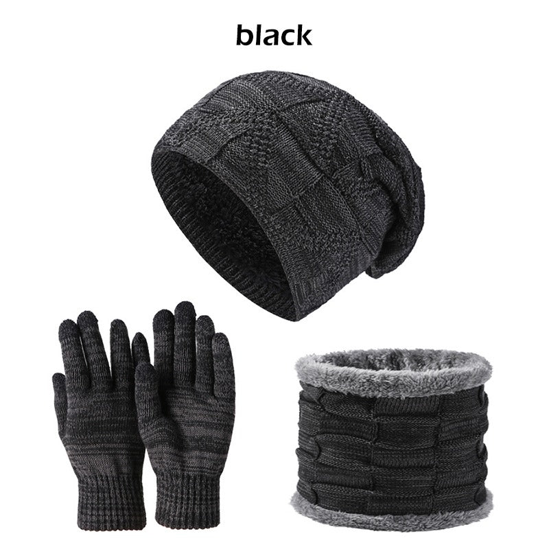 Unisex Winter Beanie Mütze Schal Touchscreen Handschuhe Set Strick Slouchy Beanie Skull Cap Fäustlinge Kreis Schals | DXBN092