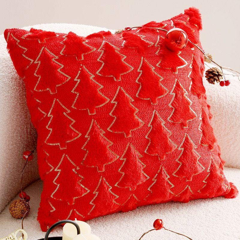 Christmas Plush Cushion Cover Decorated Square Pillow Luxurious Living Room Pillow For Home Décor |